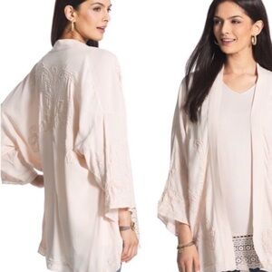 Chico's Soft Pink Embroidered Kimono